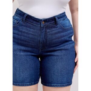 Judy Blue Plus Jean Shorts High Waist V-Front Dark Wash Stretch Denim 2XL NWT